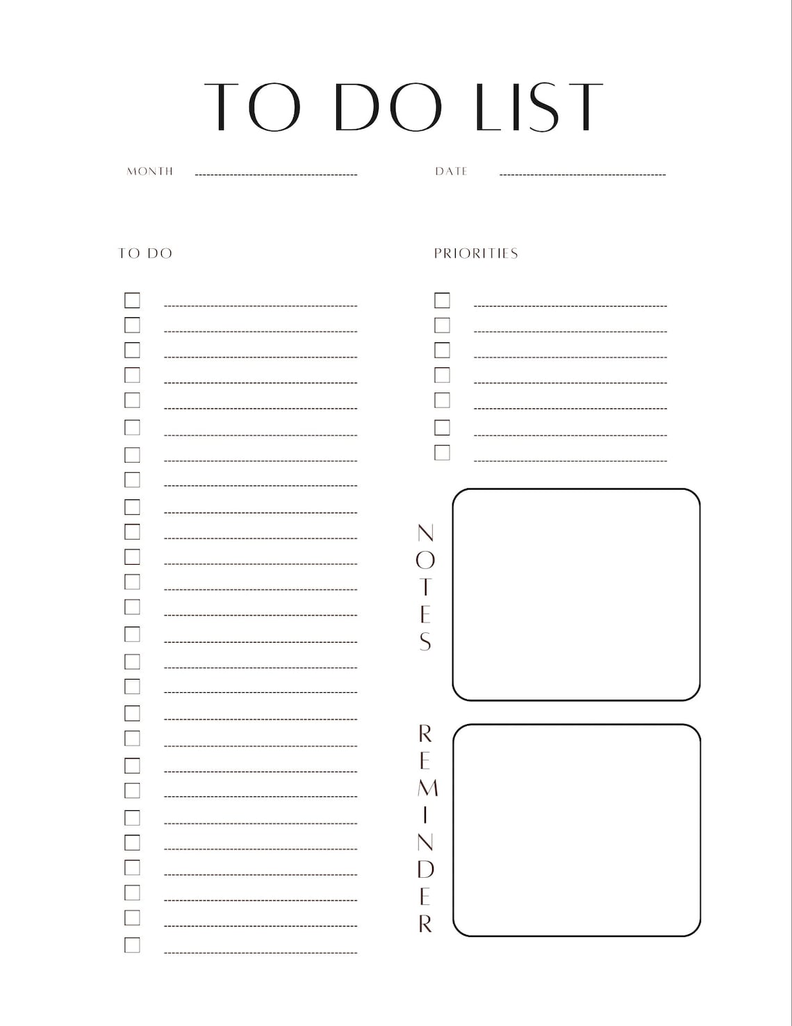 Minimal to Do List Printable, Simple Planner Template, Productivity ...