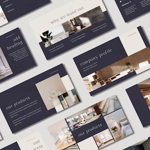 Minimal Modern PowerPoint Presentation Template, Ivory Slate Gray Minimal Pitch Deck, Modern Canva PPT Template