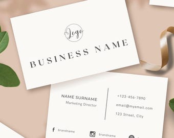 Minimalist Business Card Template: Editable Canva Design (Digital Download)