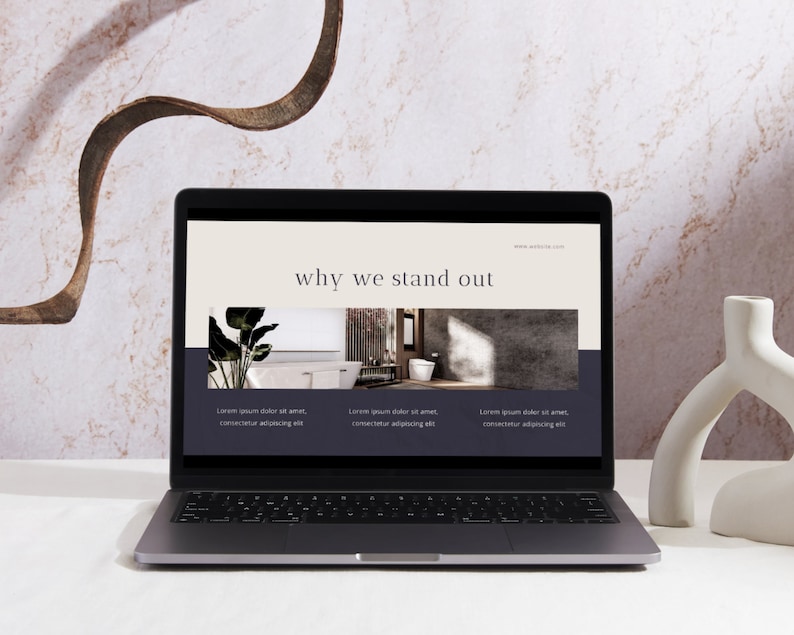 Minimal Modern PowerPoint Presentation Template, Ivory Gray Slate Minimal Pitch Deck, Modern Canva PPT Template, Business Presentation