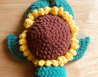 Crochet Sunflower Turtle Stuffed Animal