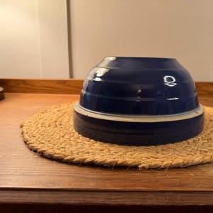 Vintage Blaue Steinzeug-Schüssel / USA 22 cm Rührschüssel / Vintage Blaue Rührschüssel / USA Schüssel / Steingutschüssel / Antike Schüssel / fundiert