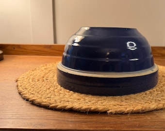 Cuenco para mezclar vintage de cerámica azul de EE. UU. - Decoración de cocina rústica de 23 cm