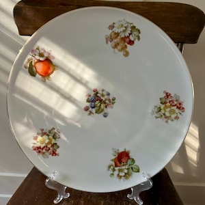 VERY RARE 1953 Vintage Thomas Rosenthal Bavarian China Fine Porcelain Large Platter Tray Dish Germany Fruit Flowers Pattern 3283