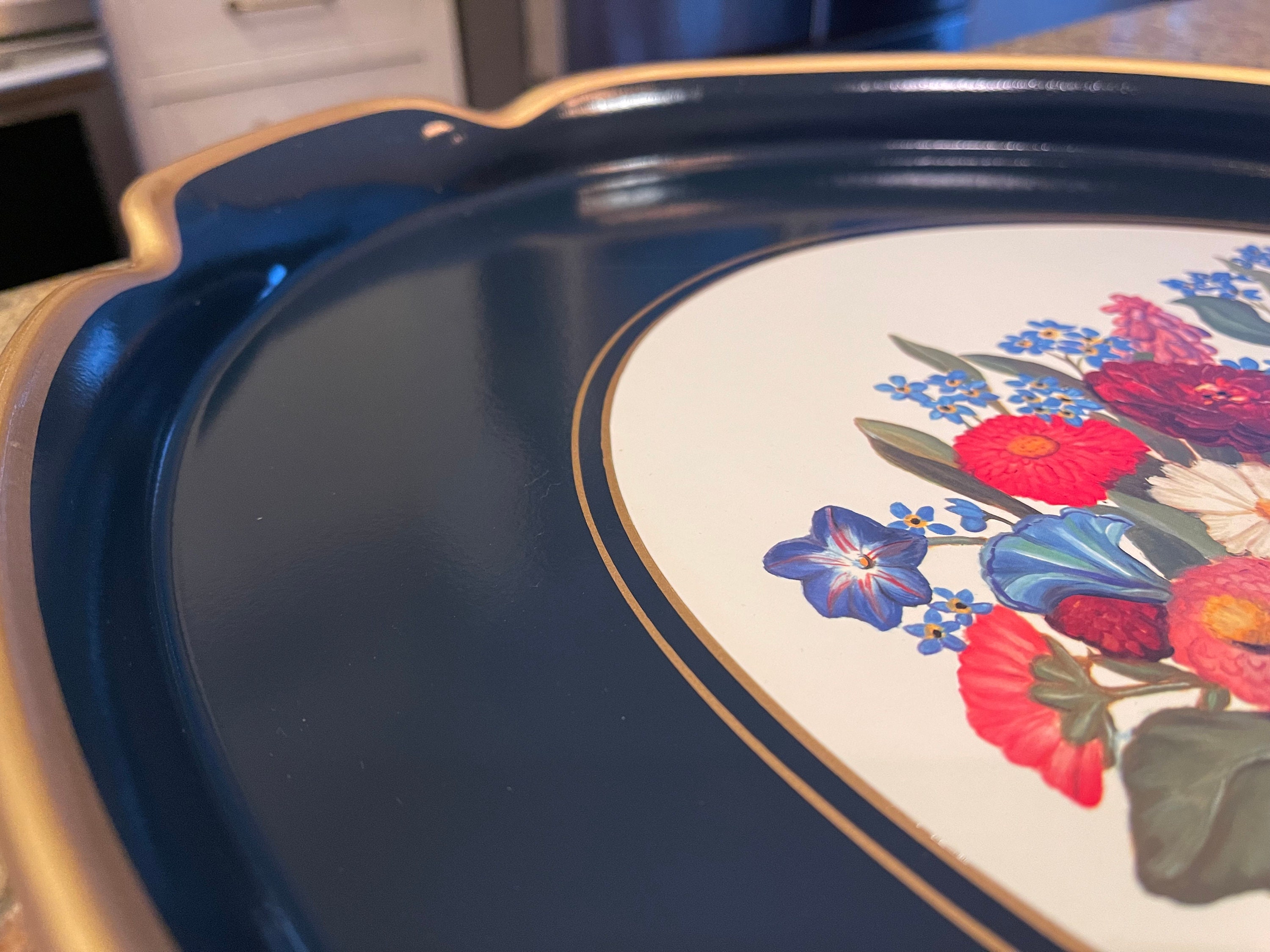 Vintage Scully & Scully Hand-painted Floral Serving Tray - Made in ...