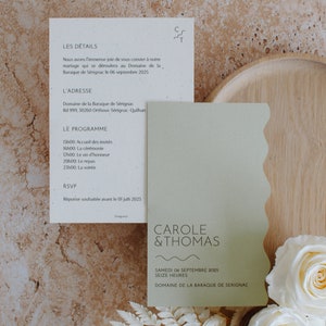 Faire-part/invitation personnalisable - 2 cartons - mariage, anniversaire, fête - chic et moderne - Collection Serenity