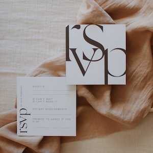 Carton RSVP personnalisable - mariage, anniversaire, fête - chic et moderne - Collection Design Font