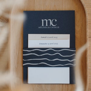 Aanpasbare uitnodiging 3 dozen en papieren link - bruiloft, verjaardag, feest - chic en modern - Minimal Waves Collection