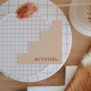 Geometrische aanpasbare plaatsmarkering - bruiloft, verjaardag, feesttafeldecoratie - chic en modern - "Mitchel"-collectie