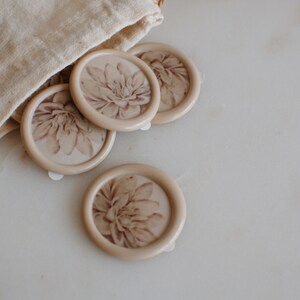 Lot de 10 sceaux de cire auto-adhésifs - coloris beige motif floral beige et brun