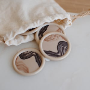 Lot de 10 sceaux de cire auto-adhésifs - cire beige avec motifs linéaires bruns et noirs