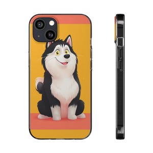Entzückende Cartoon Husky weiche Handyhülle, Geschenk für Tierliebhaber, niedliches Tierzubehör, lustige Handyhülle, Geburtstag, Geschenk für Tierliebhaber