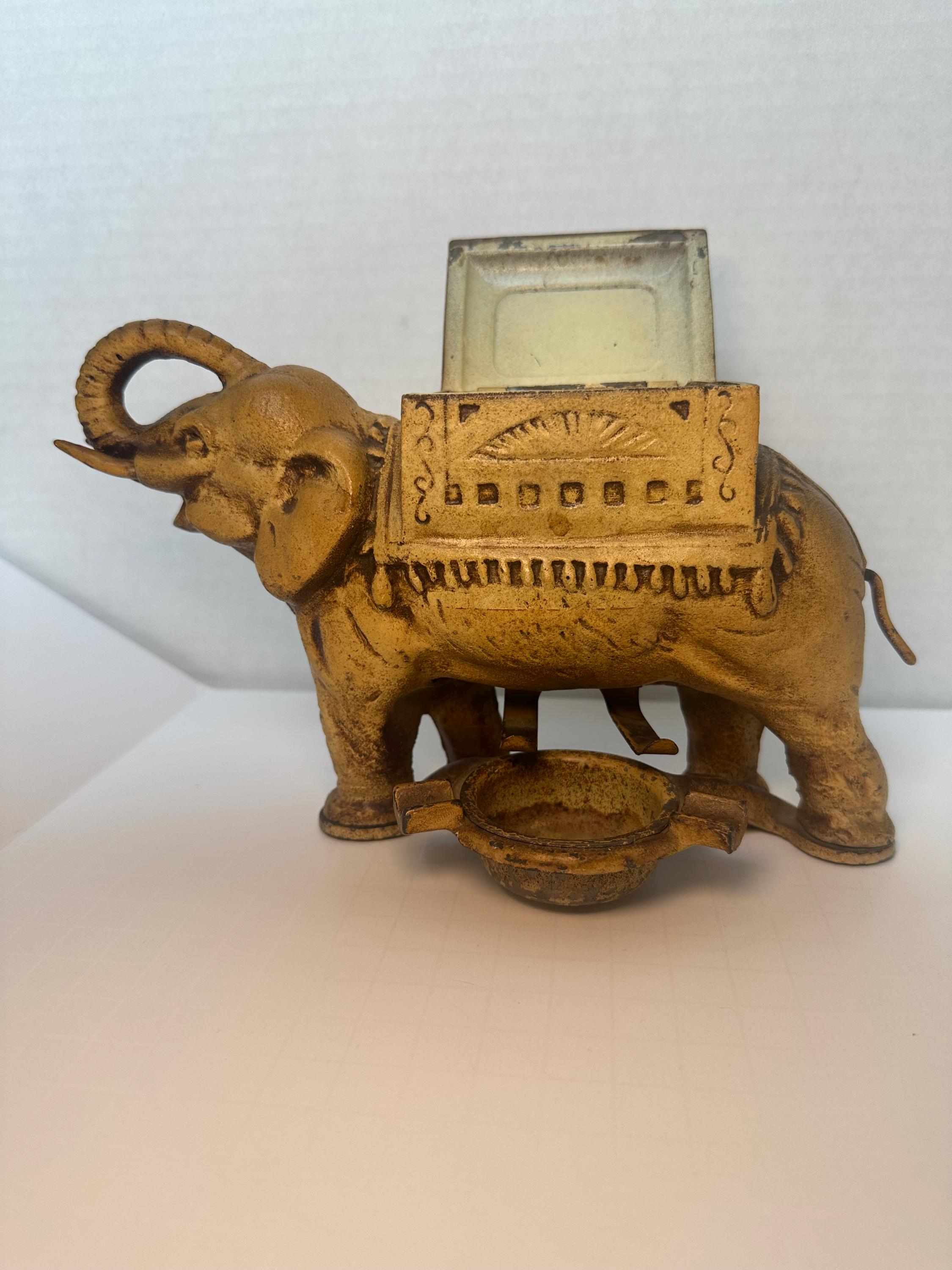 Art Deco Elephant Cigarette Dispenser Case & Ashtray