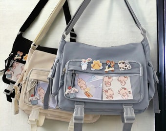 Ita Bag Sac à dos à bandoulière Anime | Joli sac à bandoulière Ita de l'an 2000 | Sac à dos Ita multicolore | Sac à bandoulière Ita Kawaii | Joli sac Ita japonais