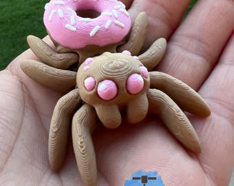 3D Articulated Jumping Spider | Donut Spider | Tiny Donut Spider Fidget Toy | Flexi Mini Donut Spider | Cute 3D Printed Things | Tarantula