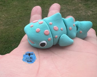 Cute Whale Shark | 3D Printed Articulating Flexi Fidget | Flexi Whale Shark | Sensory Pet  | Fidget Toy | Stim Toy | Adult fidget toys