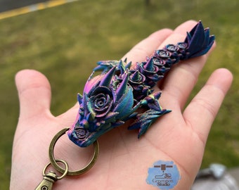 Rose Tadling Keychain | Tadling Dragon Keychains| Dragon Head keychain| Articulated Dragon | 3D Printed Fantasy Rose Dragon Charm | Desk Toy