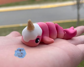 Cute Fidget Flexi Narwhal | Interactive Fidget Narwhal | 3D Printed Ice Cream Narwhal | Sea Creature Adult Fidget Toy | EDC 3D Printing Toy