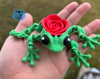 Unique 3D Printed Fidget Frog Figurine | Articulated Frogs | Articulated Frog Toy | Flexible Frog Sensory Toy Gadge | Nature Lovers | Rose F