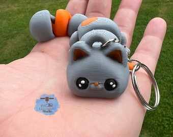 Kitty Fidget porte-clés | Porte-clés chat mignon - Charm chat - Porte-clés Kitty | Porte-clés chat kawaii | Porte-clés articulé chaton, mignon animal de compagnie