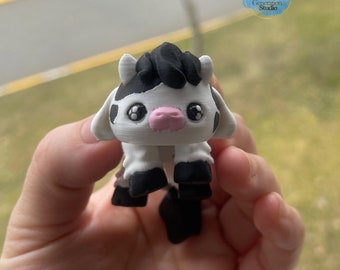 Cute Articulated Baby Cow | 3D Printed Articulated Mini Creatures | Baby Animals | Flexi Baby Cow | Highland Cow | Desk Pet | Cute Sensory T