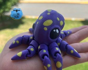 3D Printed Octopus | Cute Flexi Fidget Octopus | Articulate Cute Octopus | Fully Articulated Octopus | Sensory Toy | Sea Creature Toy Squid