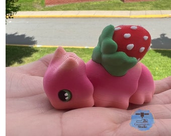 Jolie limace aux fraises | Limace flexible | Adorables figurines d'escargots aux fraises | Imprimé en 3D | Jouet sensoriel escargot articulé avec coquille de fraise