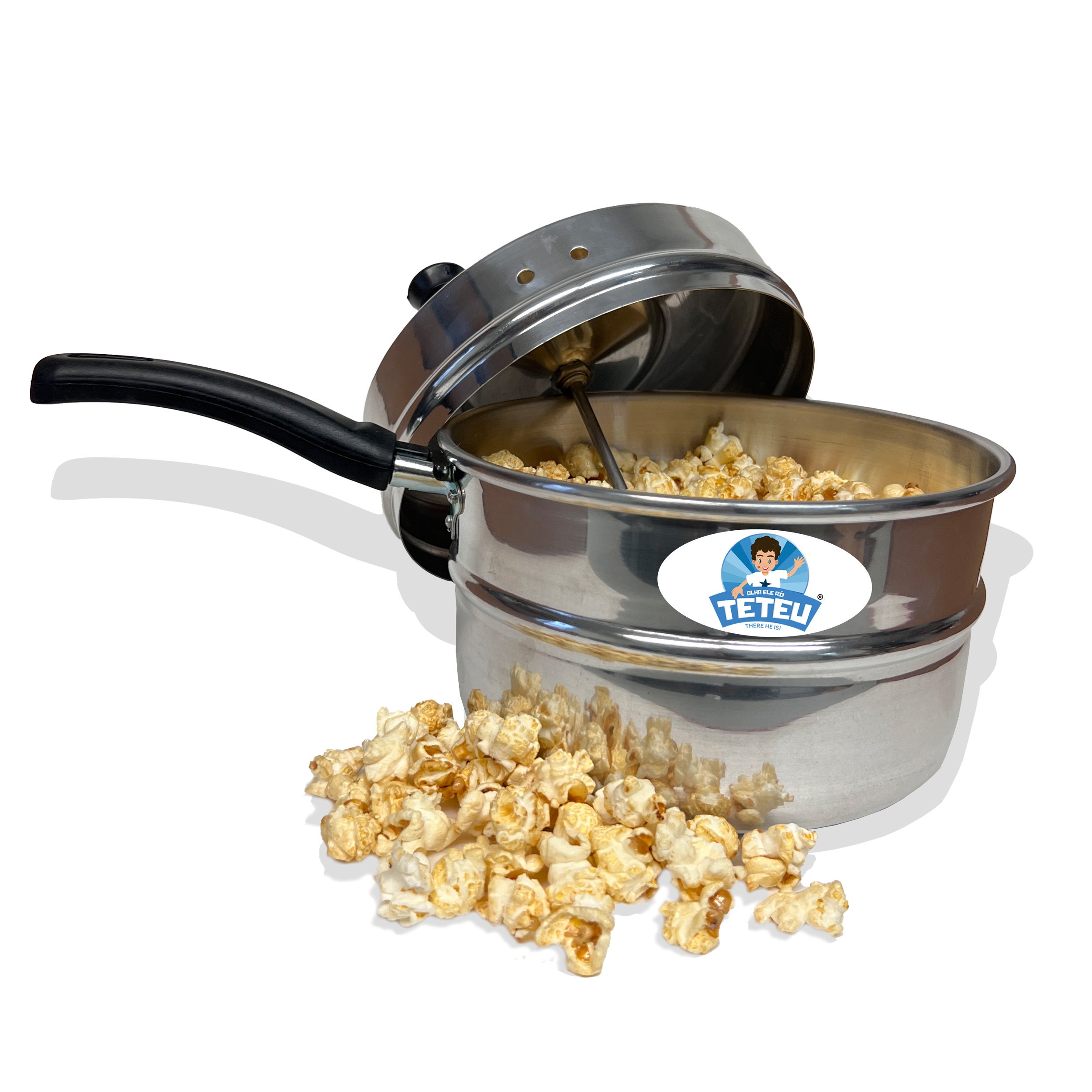 Teteu Popcorn Popper, Popcorn Maker With Manual Crank Handle, Gourmet
