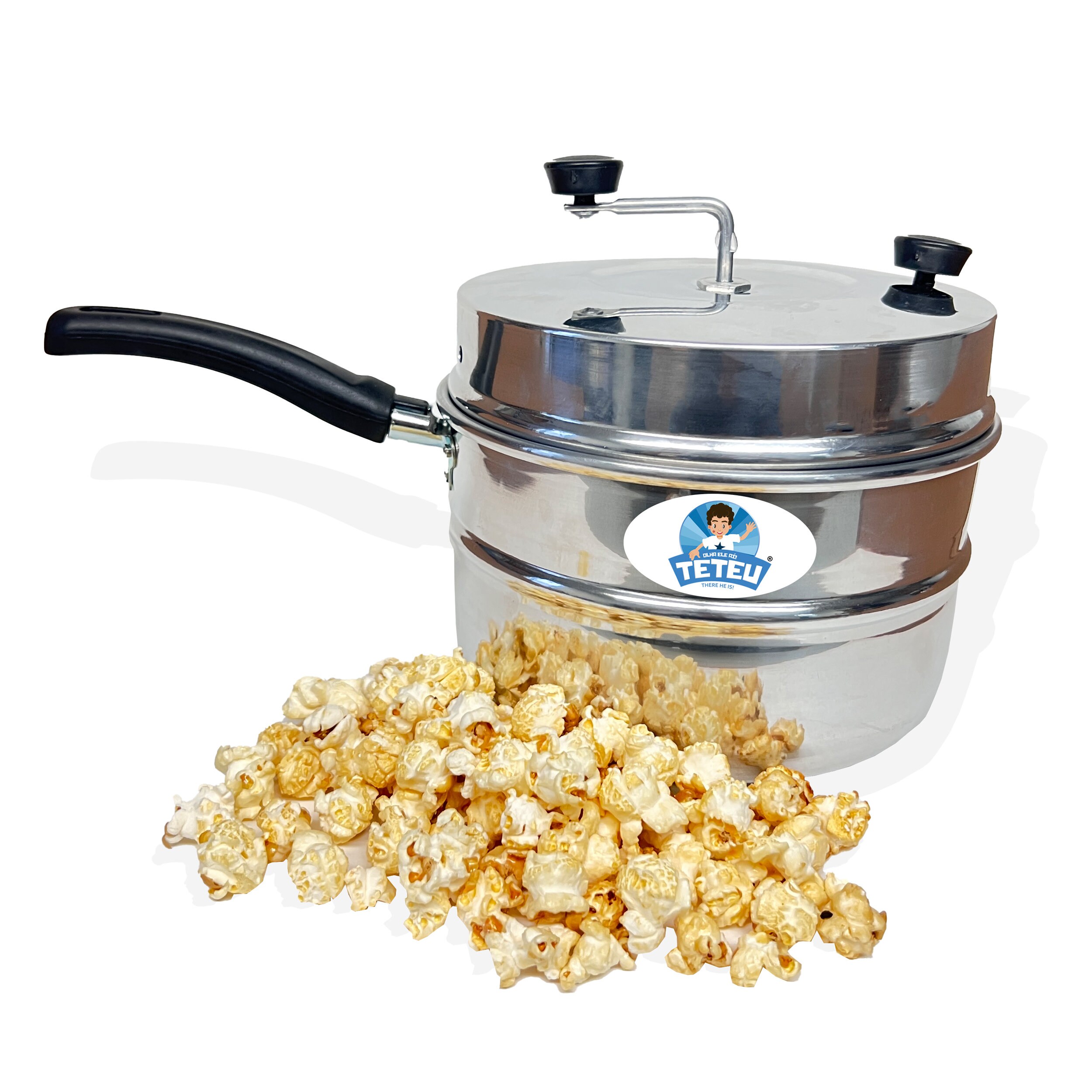 Teteu Popcorn Popper, Popcorn Maker With Manual Crank Handle, Gourmet