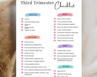 Third Trimester Checklist, Baby Planner, Pregnancy Checklist, Baby Shower Gift for Mom-to-Be,  Maternity Organizer, Expecting Mom Gift
