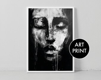 ONE FACE (printed poster) · expressionist face in black and white