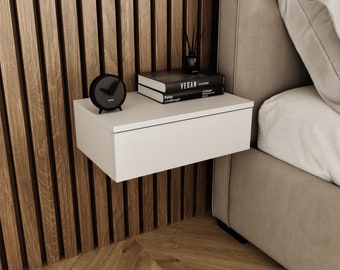 Nightstand | Stylish Wall Mounted Bedside Table | Modern Wood Floating Nightstand | Plywood Wall Bedside Table |  Small Floating Nightstand