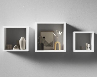 Modernes schwebendes Wand-Bücherregal aus Holz im 3er-SET | Sperrholz-Bücherregal-SET| Hängebuch-Organizer-Set | Kreative Dekoration für Buchliebhaber