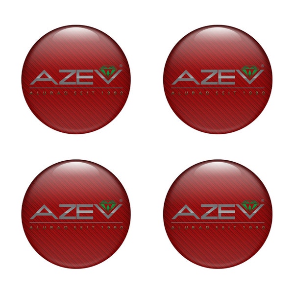 Set of 4 Silicone Emblem with Unique logo AZEV / suitable for auto tuning,car interior, laptop,Phone ,Rims Cap and other