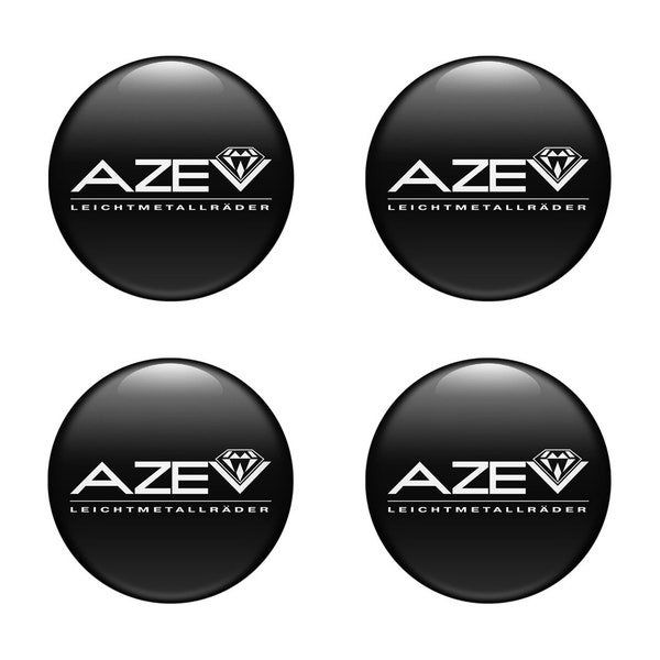 Set of 4 Silicone Emblem with Unique logo AZEV / suitable for auto tuning,car interior, laptop,Phone ,Rims Cap and other