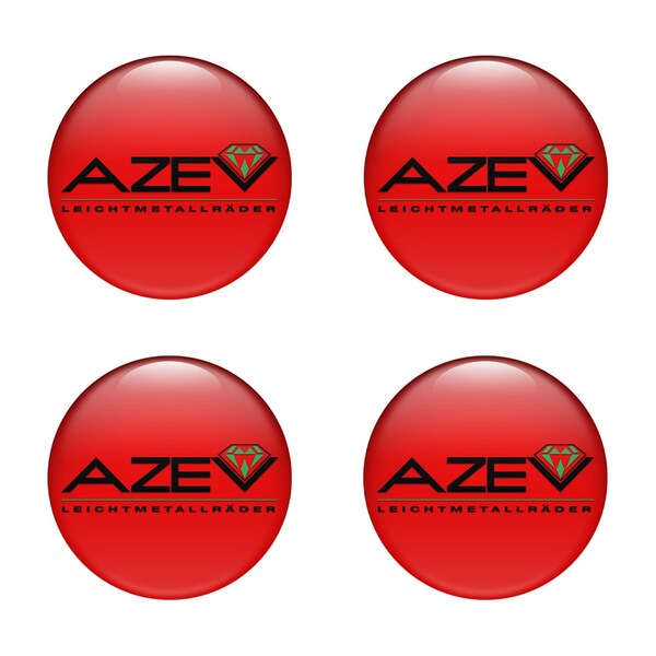 Set of 4 Silicone Emblem with Unique logo AZEV / suitable for auto tuning,car interior, laptop,Phone ,Rims Cap and other