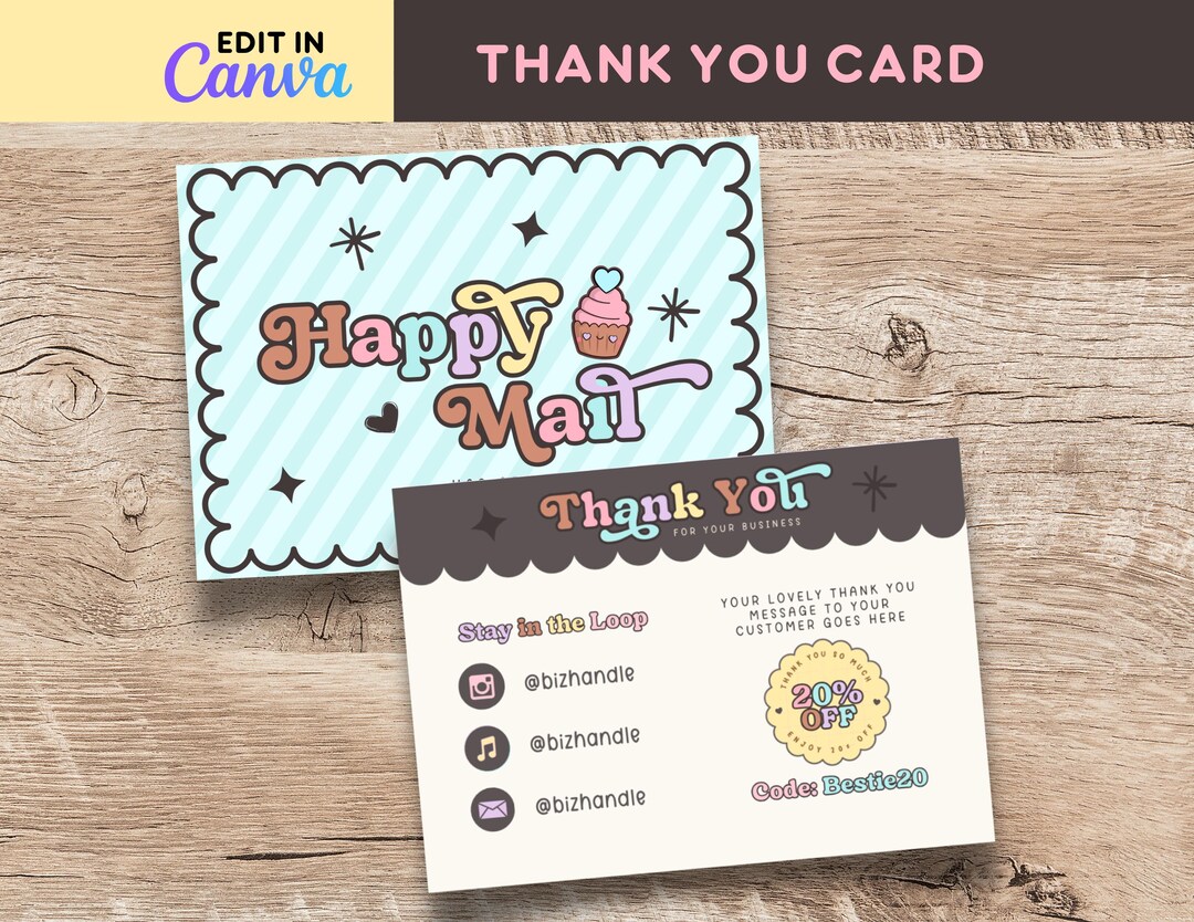 Colorful Thank You Card Canva Template Playful Design Thank You Card ...