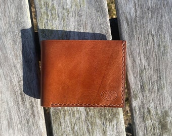 Handmade Full Grain Leather wallet, Handstitched American Vegetable Tanned Leather, handsewn artisen gift, Buck brown