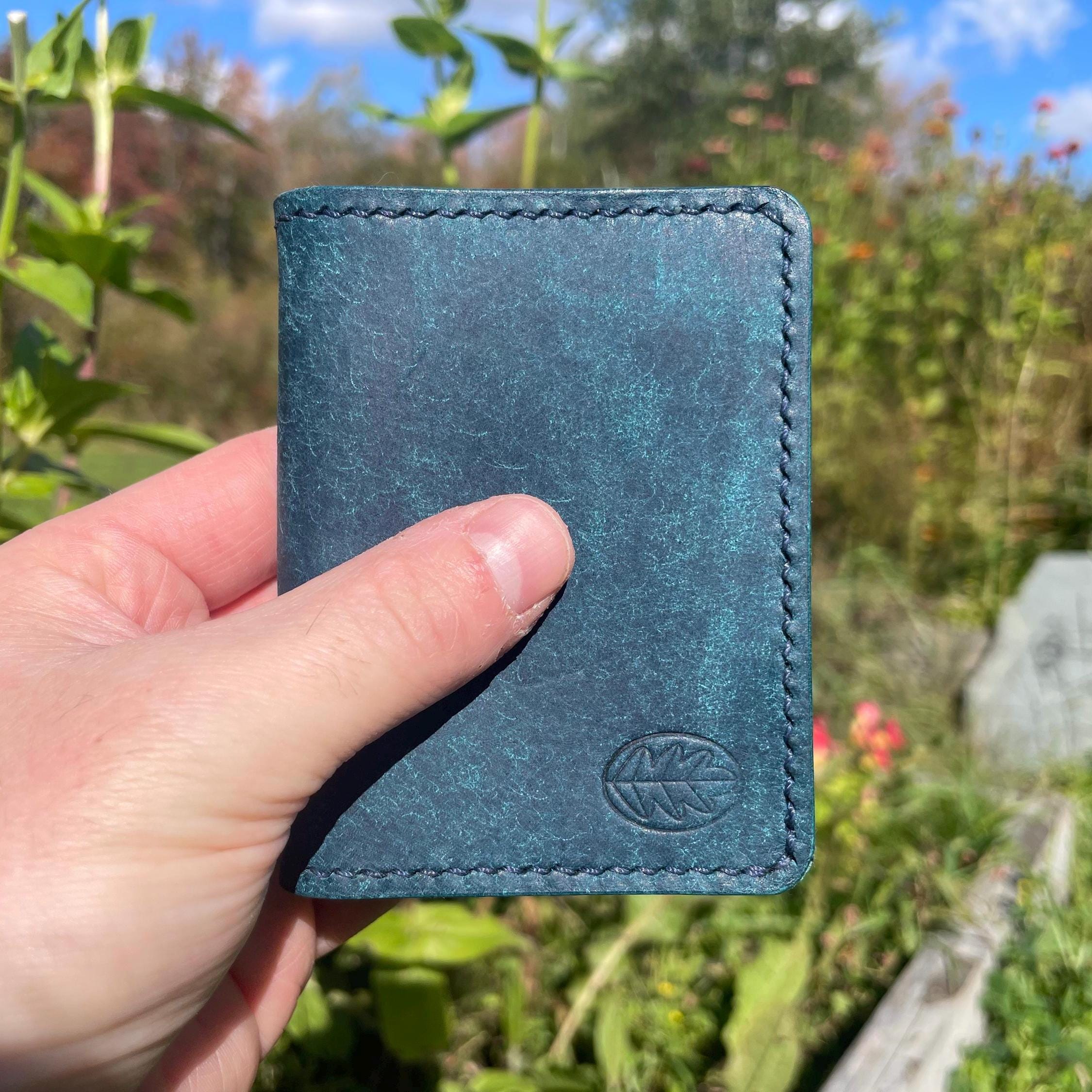 Handmade Full Grain Leather Card Wallet, Handstitched