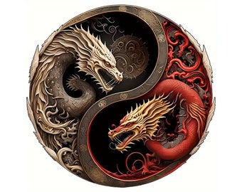 Wooden Puzzle Dragon Yin Yang - Intricate Laser Cut Jigsaw, Mindfulness & Balance, Eco-Friendly sustainable gift and Brain Game for All Ages