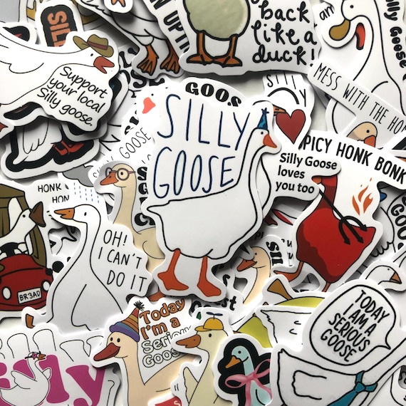 Silly Goose Stickers - 50PCS Funny Duck Vinyl Stickers for Laptop, Water Bottle & Kindle - Cute Goose Quotes, Aesthetic Sticker Set