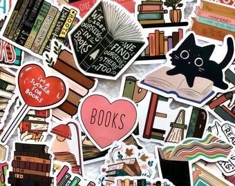 50pcs Bookish Stickers Pack – Cute Book Stickers Set, Waterproof Stickers for Kindle, Journal & Scrapbooking, Bookworm Gift