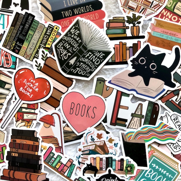 50pcs Bookish Stickers Pack – Cute Book Stickers Set, Waterproof Stickers for Kindle, Journal & Scrapbooking, Bookworm Gift
