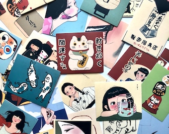 Kawaii Japanese Aesthetic Stickers Pack - Stickers for Journal, Diary, Laptop, Water Bottle & Scrapbook