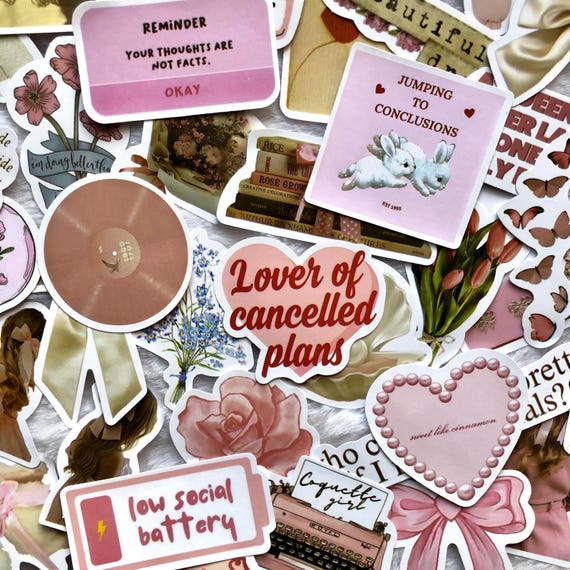 Coquette Stickers Pack – Cute Pinterest Aesthetic Stickers, Waterproof Stickers for Laptop, Phone Case & Water Bottle – 50PCS