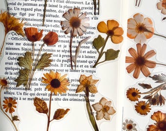 Yellow Pressed Flowers: Boho Wildflower Stickers – Waterproof Decals for Journals, Water Bottles & DIY Crafts