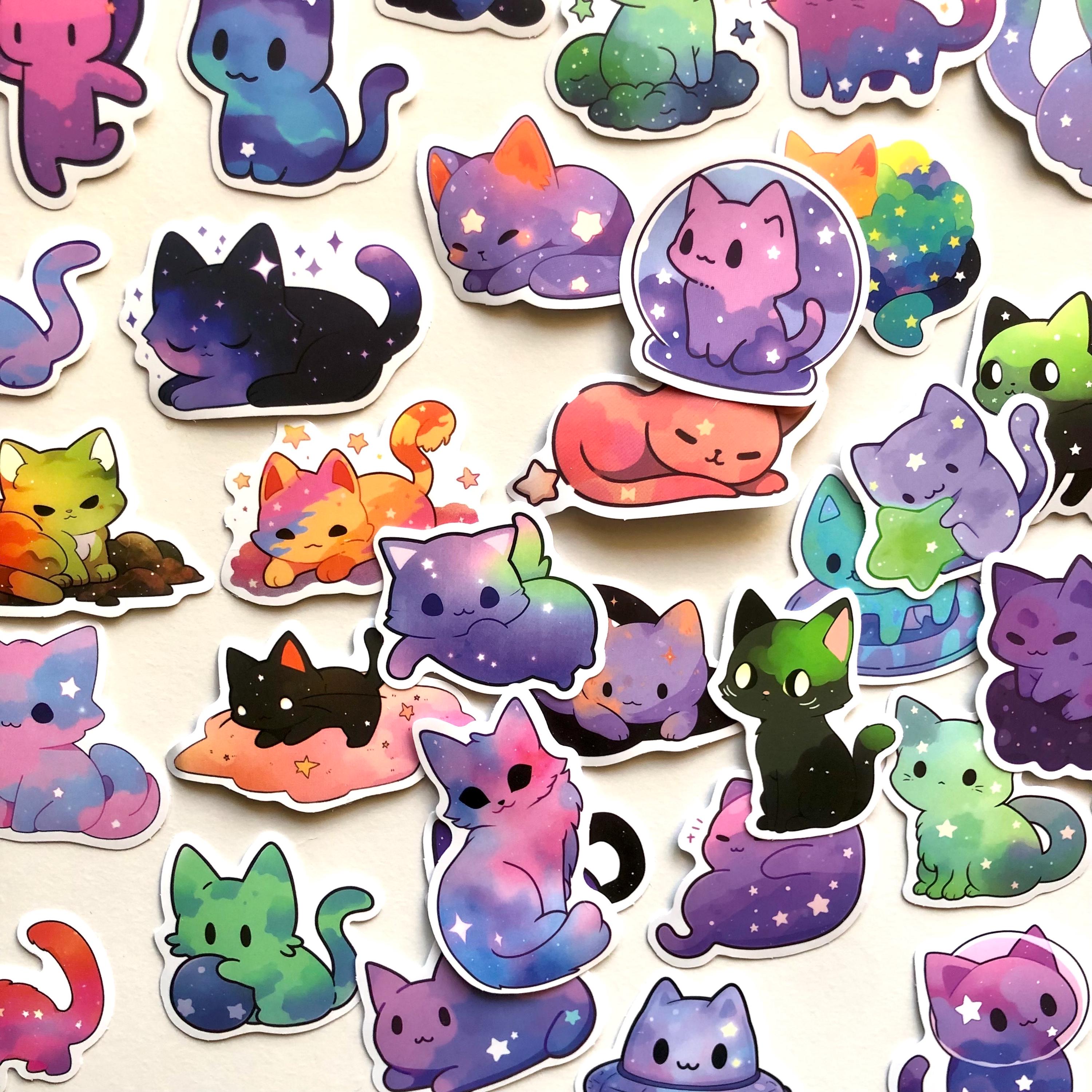 Vinyl Stickers BulbaCraft Cute Cat Stickers Kawaii For Water Bottle And ...