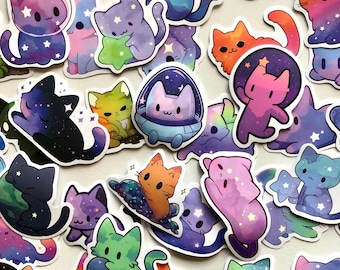 Cat Stickers Pack – Galaxy Stickers for Laptop, Water Bottle, Diary, Scrapbook & Notebook