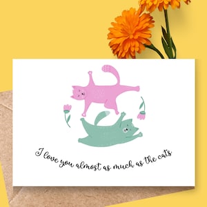Biglietto d'auguri, biglietti di gatti, auguri di coppia, divertenti biglietti d'auguri romantici, biglietti d'auguri romantici per la fidanzata