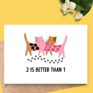 Deux valent mieux qu'une carte postale - Cadeaux, cartes postales, cartes, idées cadeaux, chats, cadeau pour fille, cadeau sur le thème des animaux de compagnie